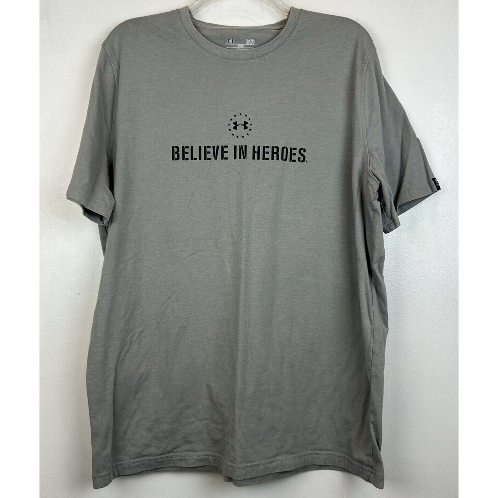 Under Armour T Shirt Mens L Freedom Flag Cotton Loose Fit Gray Read